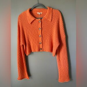 Mimosa Orange Ribbed Cardigan cropped length size small
